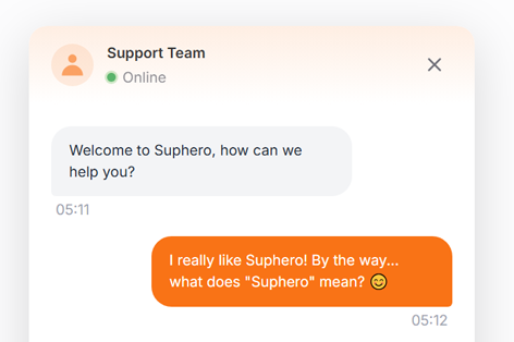 Suphero Orange Theme - Vibrant Energetic Chat Widget Appearance